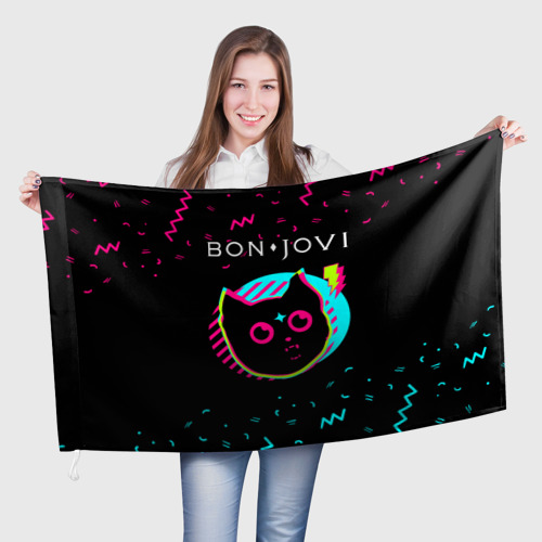 Флаг 3D Bon Jovi - rock star cat