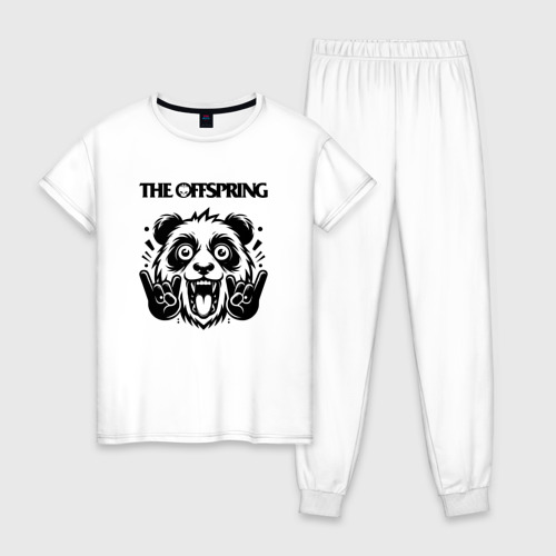Женская пижама хлопок с принтом The Offspring - rock panda, вид спереди #2