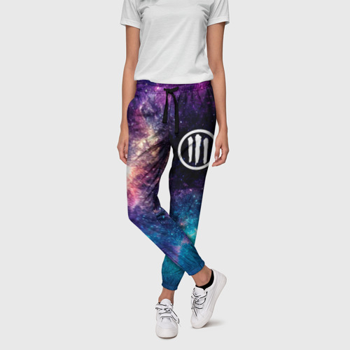 Женские брюки 3D с принтом Three Days Grace space rock, фото на моделе #1