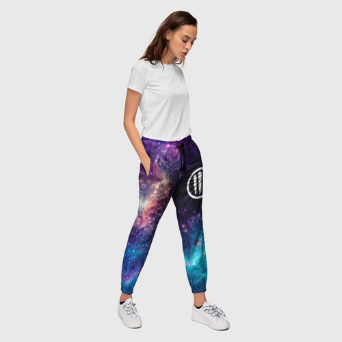 Женские брюки 3D с принтом Three Days Grace space rock, вид сбоку #3
