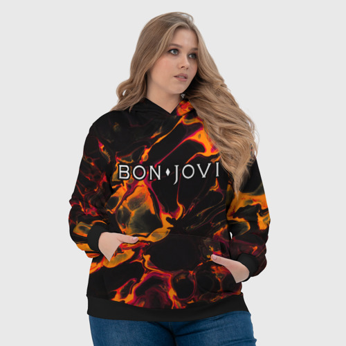 Женская толстовка 3D Bon Jovi red lava, цвет 3D печать - фото 6