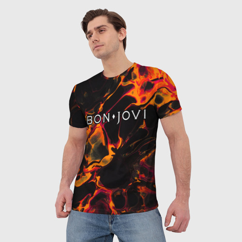 Мужская футболка 3D Bon Jovi red lava, цвет 3D печать - фото 3