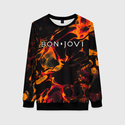 Женский свитшот 3D Bon Jovi red lava, цвет 3D печать