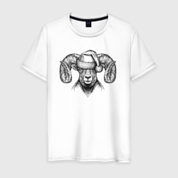 Новогодний баран – Мужская футболка хлопок с принтом купить со скидкой в -20%