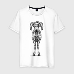 Новогодний барашек – Мужская футболка хлопок с принтом купить со скидкой в -20%