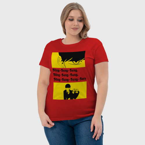 Женская футболка хлопок Танцующий Мэш  - Mashle, цвет красный - фото 6