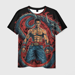 Боец  Муай-тай и огромный  дракон – Мужская футболка 3D с принтом купить со скидкой в -26%