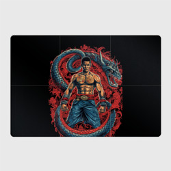 Боец  Муай-тай и огромный  дракон – Магнитный плакат 3Х2 с принтом купить