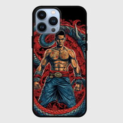 Боец  Муай-тай и огромный  дракон – Чехол для iPhone 13 Pro Max с принтом купить