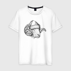 Новогодний барашек – Мужская футболка хлопок с принтом купить со скидкой в -20%