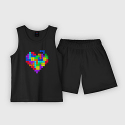 Детская пижама с шортами хлопок Color tetris