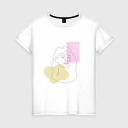 Женский портрет минимализм одной линией – Женская футболка хлопок с принтом купить со скидкой в -20%