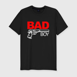 Мужская футболка хлопок Slim Bad boy - with gun  