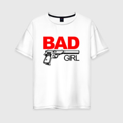 Женская футболка хлопок Oversize Bad girl with gun