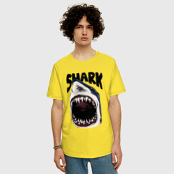 Мужская футболка хлопок Oversize Пасть акулы арт - фото 2