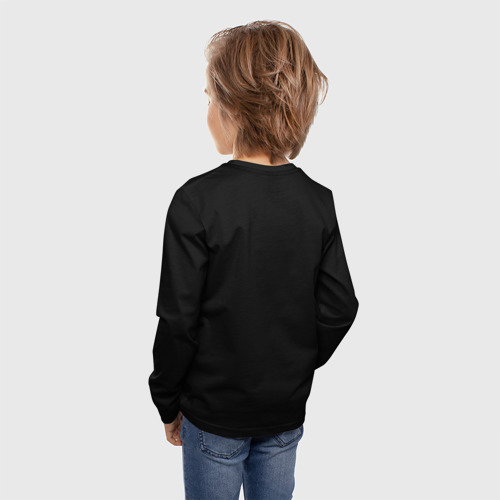 Детский лонгслив 3D с принтом Лев хиппи с дредами на черном фоне, вид сзади #2