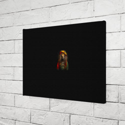 Холст прямоугольный Лев хиппи с дредами на черном фоне - фото 2