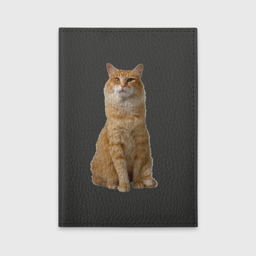 Обложка для автодокументов Рыжий кот на сером, цвет зеленый