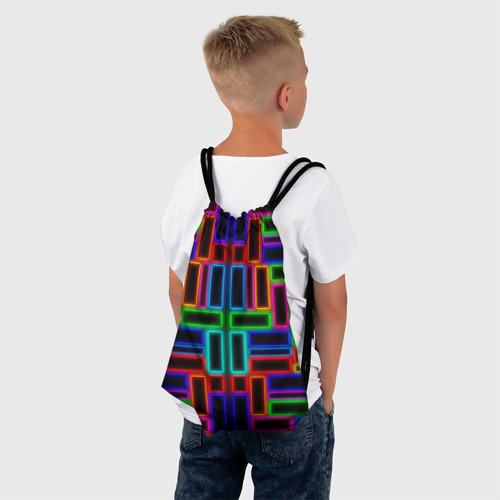 Рюкзак-мешок 3D Цветные светящиеся прямоугольники - фото 4