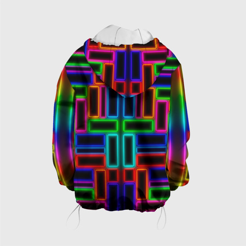 Детская куртка 3D Цветные светящиеся прямоугольники, цвет белый - фото 2