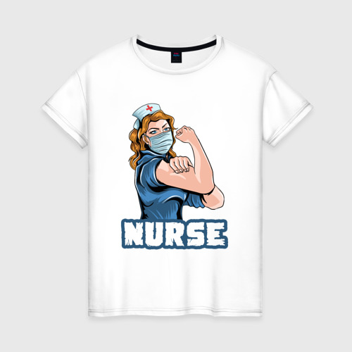 Женская футболка из хлопка с принтом Good nurse, вид спереди №1