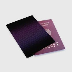 Обложка для паспорта матовая кожа Чёрно-сиреневый градиент крупная мозаика - фото 2
