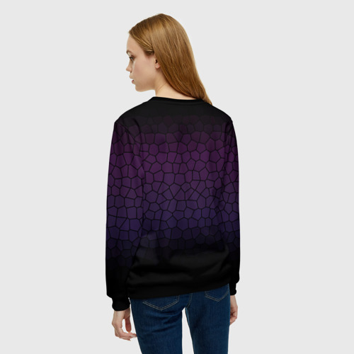 Женский свитшот 3D Чёрно-сиреневый градиент крупная мозаика, цвет 3D печать - фото 4