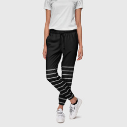 Чёрный в белую тонкую полоску – Женские брюки 3D с принтом купить