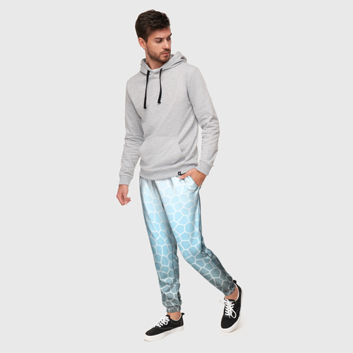 Мужские брюки 3D Светлый серо-голубой паттерн мозаика, цвет 3D печать - фото 3
