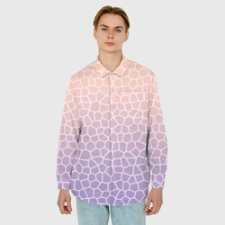 Мужская рубашка oversize 3D Паттерн мозаика светло-сиреневый - фото 2