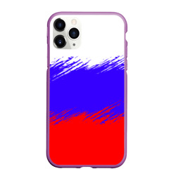 Чехол для iPhone 11 Pro Max матовый Триколор штрихи