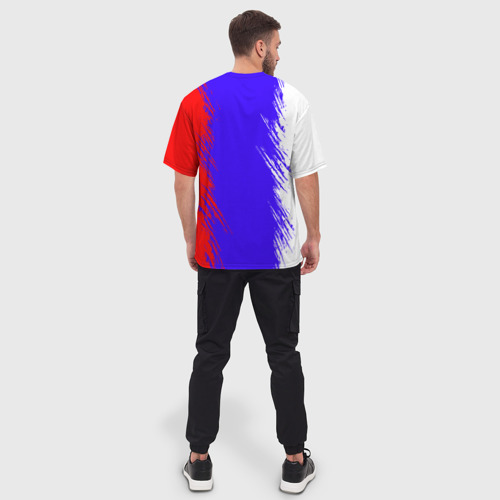 Мужская футболка oversize 3D Штрихи триколор, цвет 3D печать - фото 4