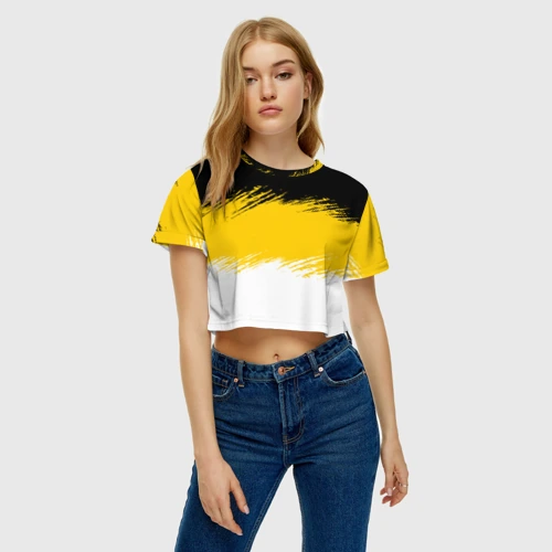 Женская футболка Crop-top 3D Имперский флаг России штриховка