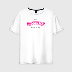 Неоновый Бруклин – Женская футболка хлопок Oversize с принтом купить со скидкой в -16%