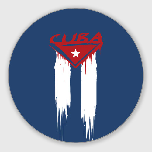 Круглый коврик для мышки Кубинский флаг на синем фоне 