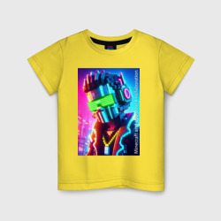 Детская футболка хлопок Minecraft and cyberpunk - collaboration ai art