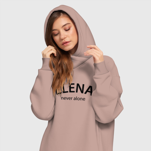 Платье-худи хлопок Elena never alone - motto, цвет пыльно-розовый - фото 3