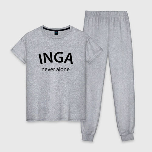 Женская пижама хлопок Inga never alone - motto, цвет меланж