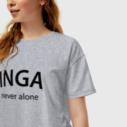 Женская футболка хлопок Oversize Inga never alone - motto - фото 2