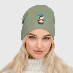 Женская шапка демисезонная Саша рыбак - толстый кот рыжий - фото 2