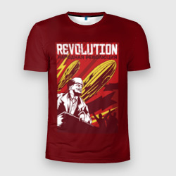 Мужская футболка 3D Slim Народная революция с Лениным