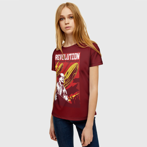 Женская футболка 3D Народная революция с Лениным, цвет 3D печать - фото 3