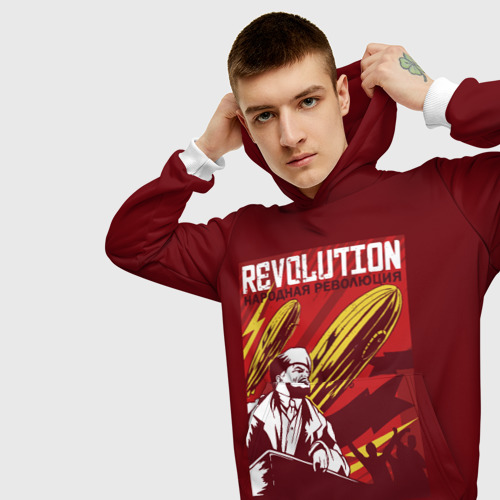 Мужская толстовка 3D Народная революция с Лениным, цвет белый - фото 5