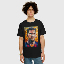 Мужская футболка хлопок Oversize Портрет лионеля месси - фото 2