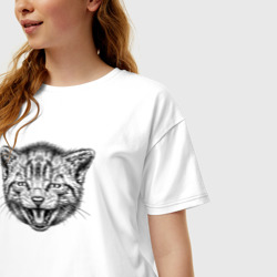 Женская футболка хлопок Oversize Голова котенка - фото 2