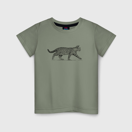 Детская футболка хлопок с принтом Кошка гуляет, вид спереди #2