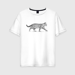 Женская футболка хлопок Oversize Кошка гуляет