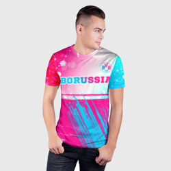 Мужская футболка 3D Slim Borussia neon gradient style посередине - фото 2