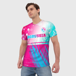 Мужская футболка 3D Borussia neon gradient style посередине - фото 2