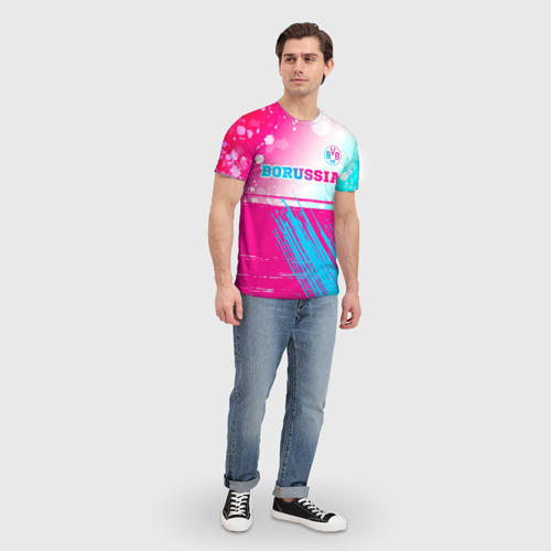 Мужская футболка 3D Borussia neon gradient style посередине, цвет 3D печать - фото 5